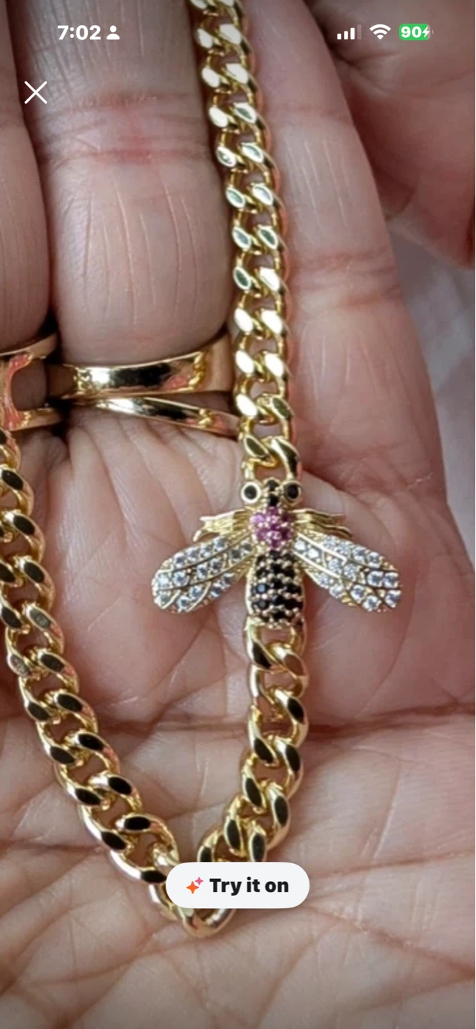 Gold tone necklace with bee pendant - photo 2