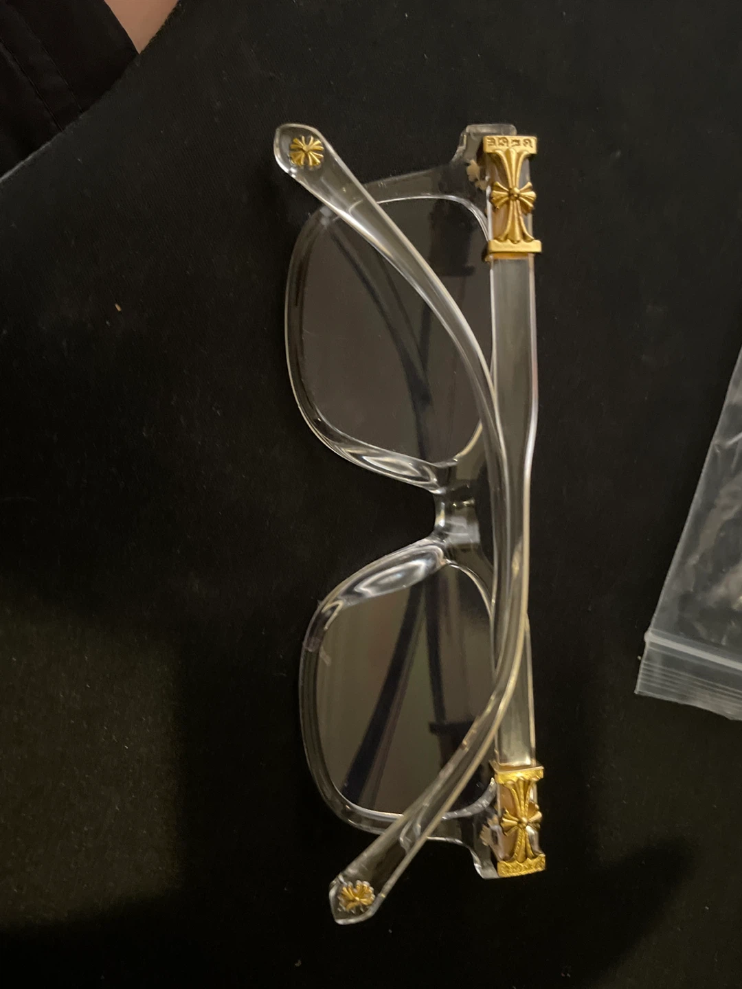 Clear Frame Glasses with Gold Accents - photo 2