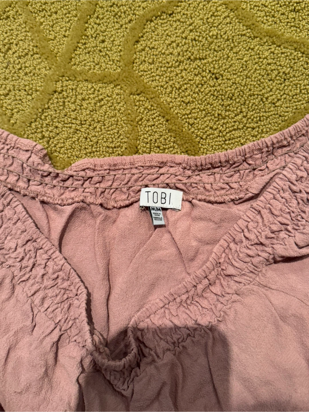 TOBI Off-the-Shoulder Lace Trim Crop Top - Mauve - M - photo 2