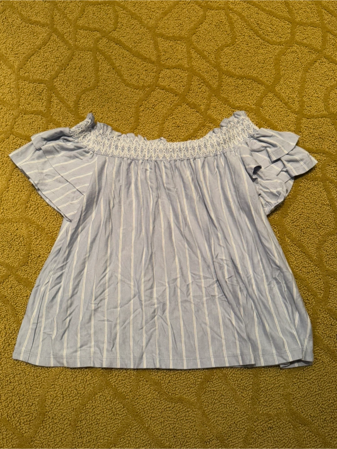 American Eagle Striped Smocked Off-the-Shoulder Top - S