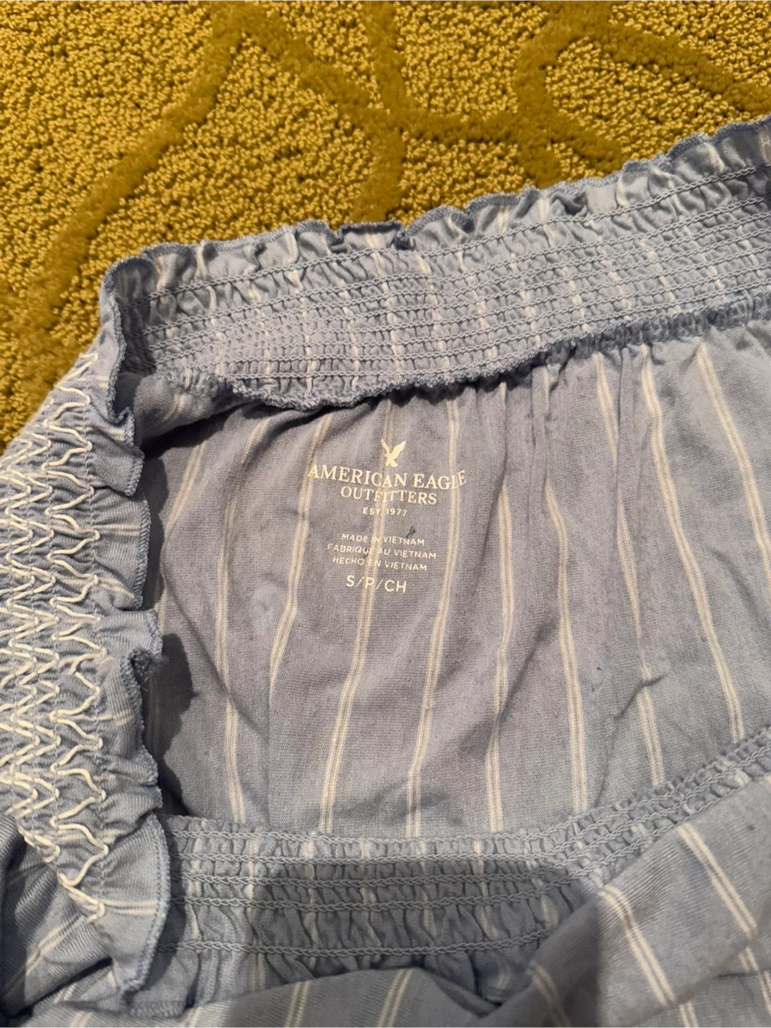 American Eagle Striped Smocked Off-the-Shoulder Top - S - photo 3