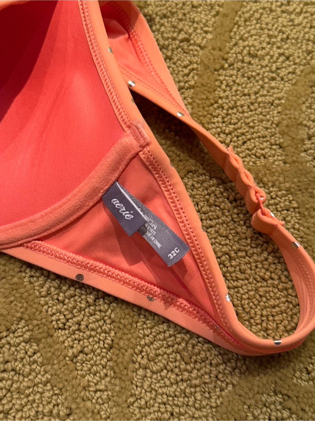 Aerie Coral Polka Dot Bikini Top Size 32C - photo 3