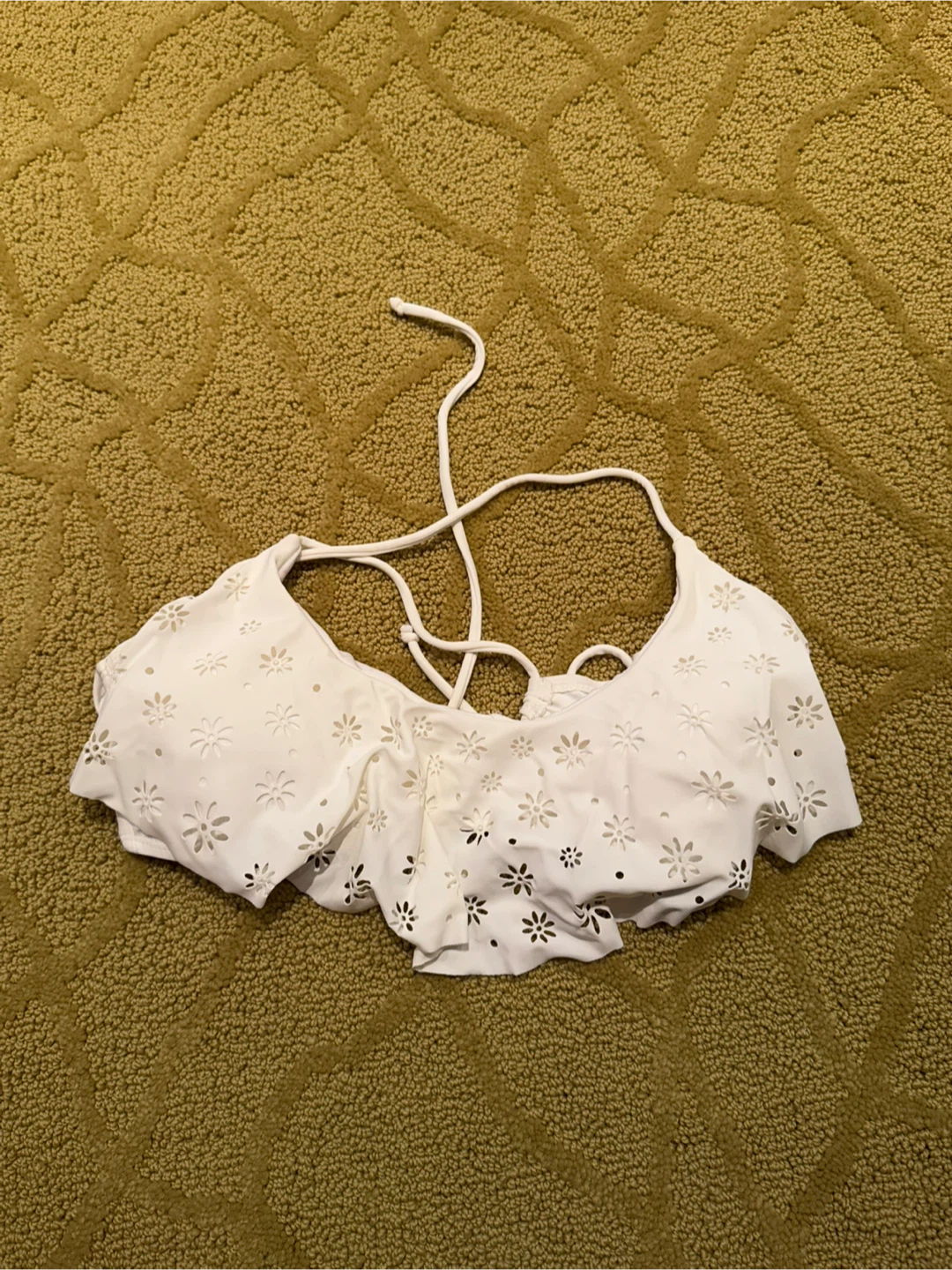 White Eyelet Bikini Top - S
