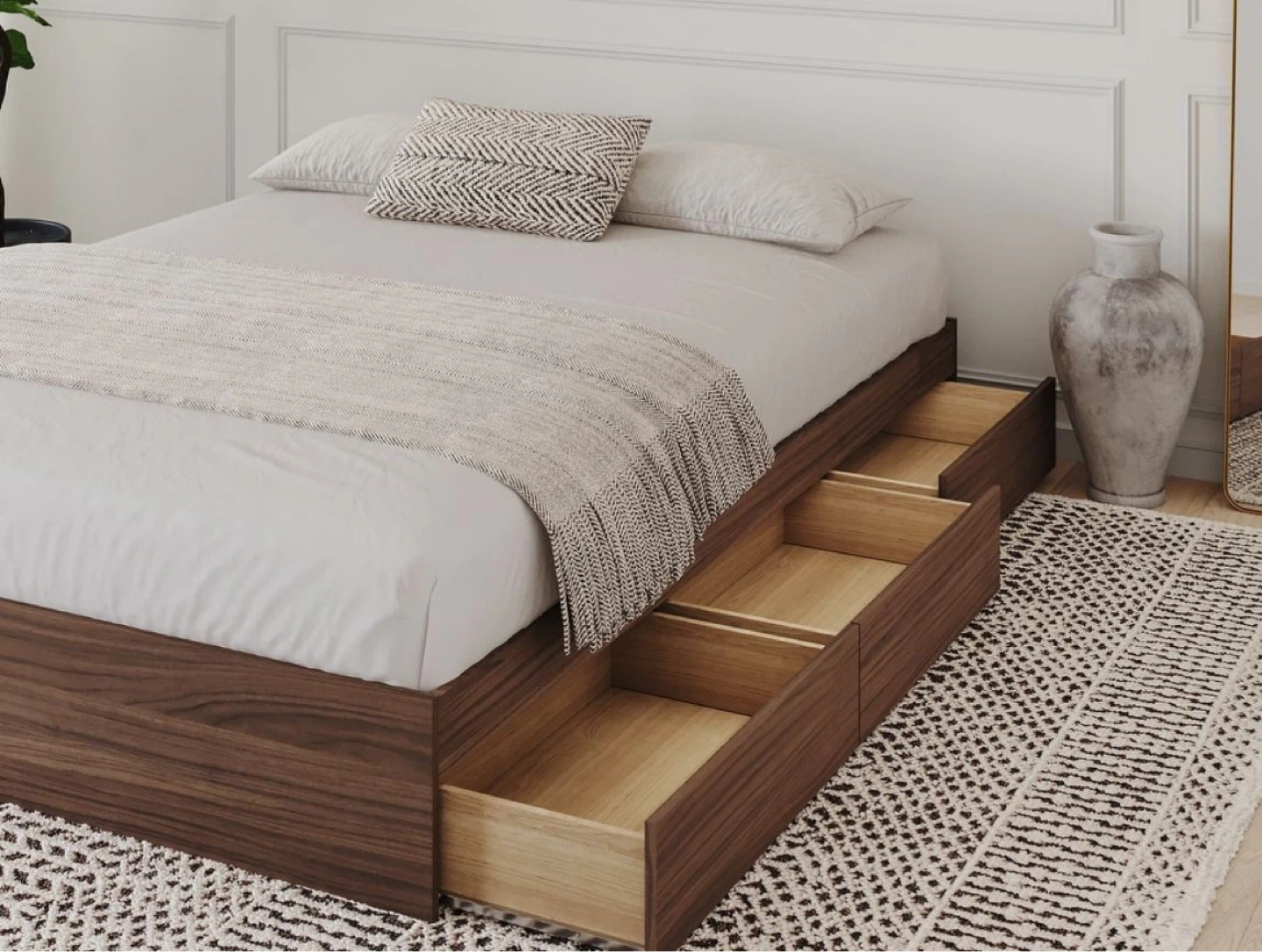 Platform Bed Frame with Drawers