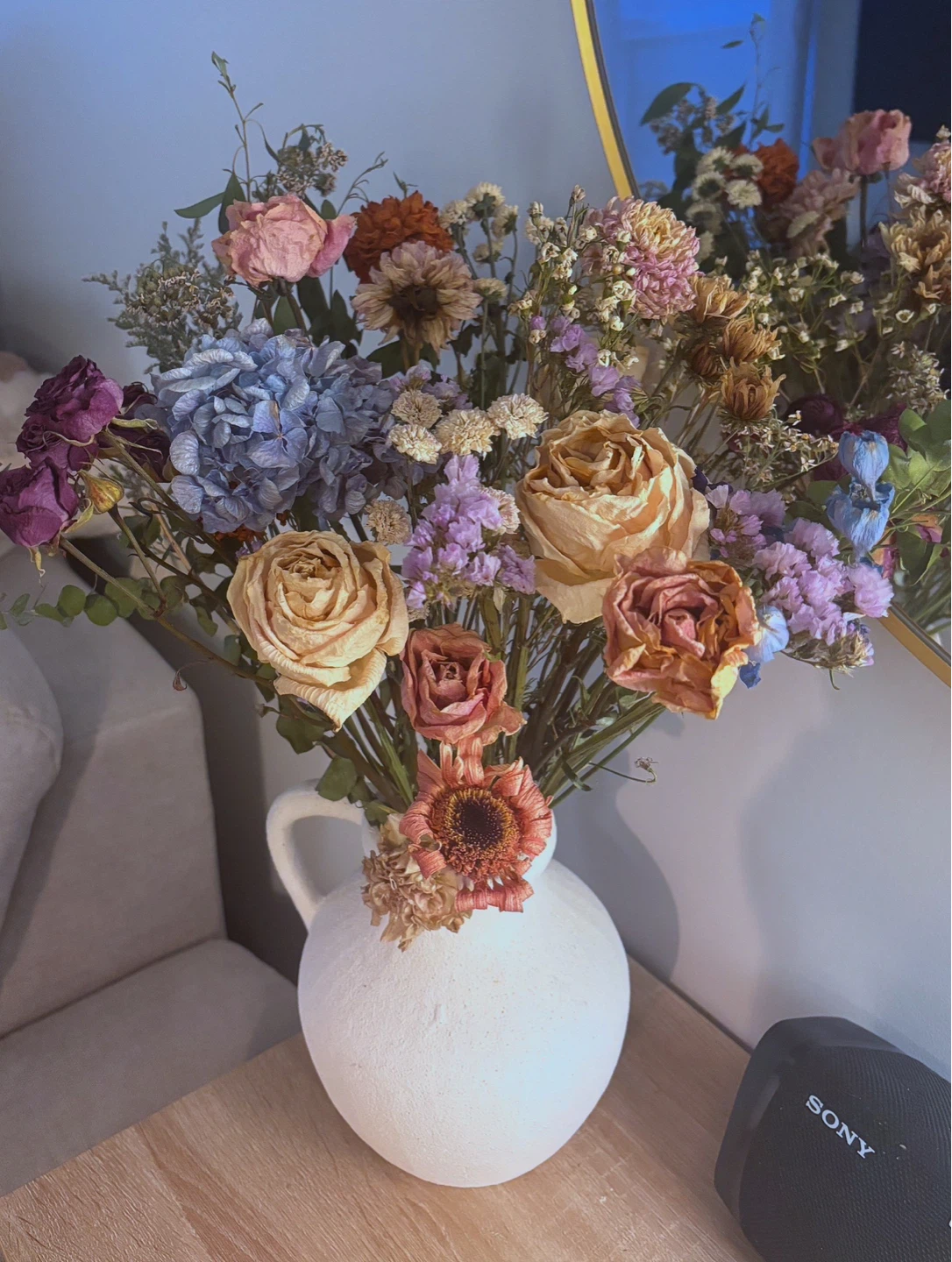 Dried Flower Arrangement in Textured Vase