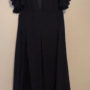ASOS navy blue Lace Trim Ruffle Sleeve Maxi Dress