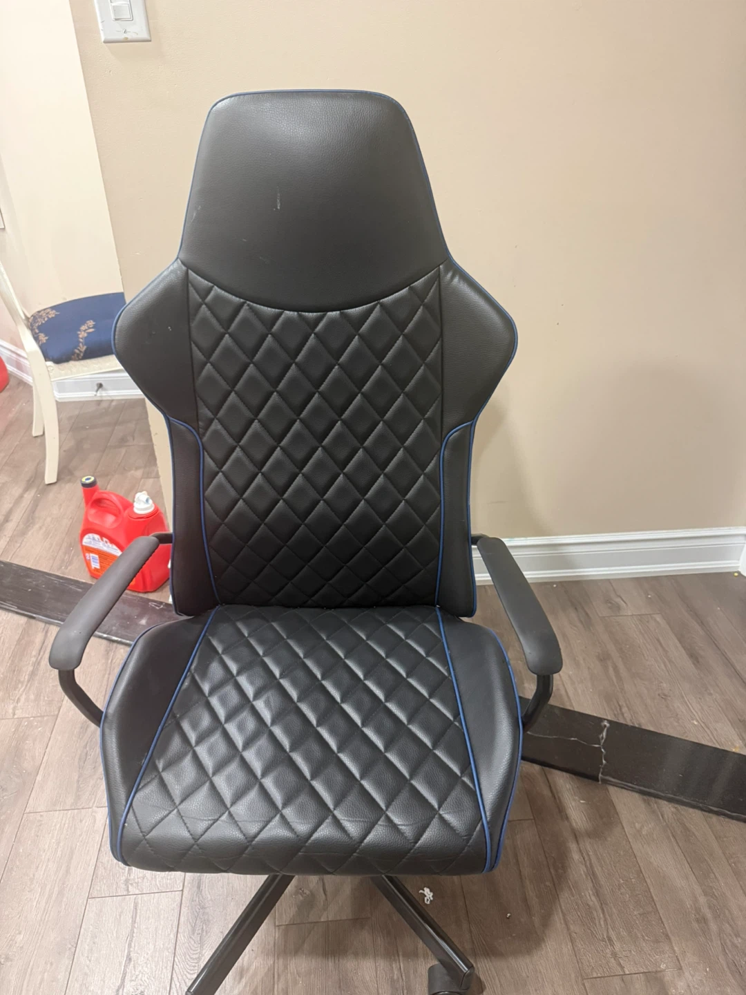 Black Gaming Chair with Blue Trim - photo 2