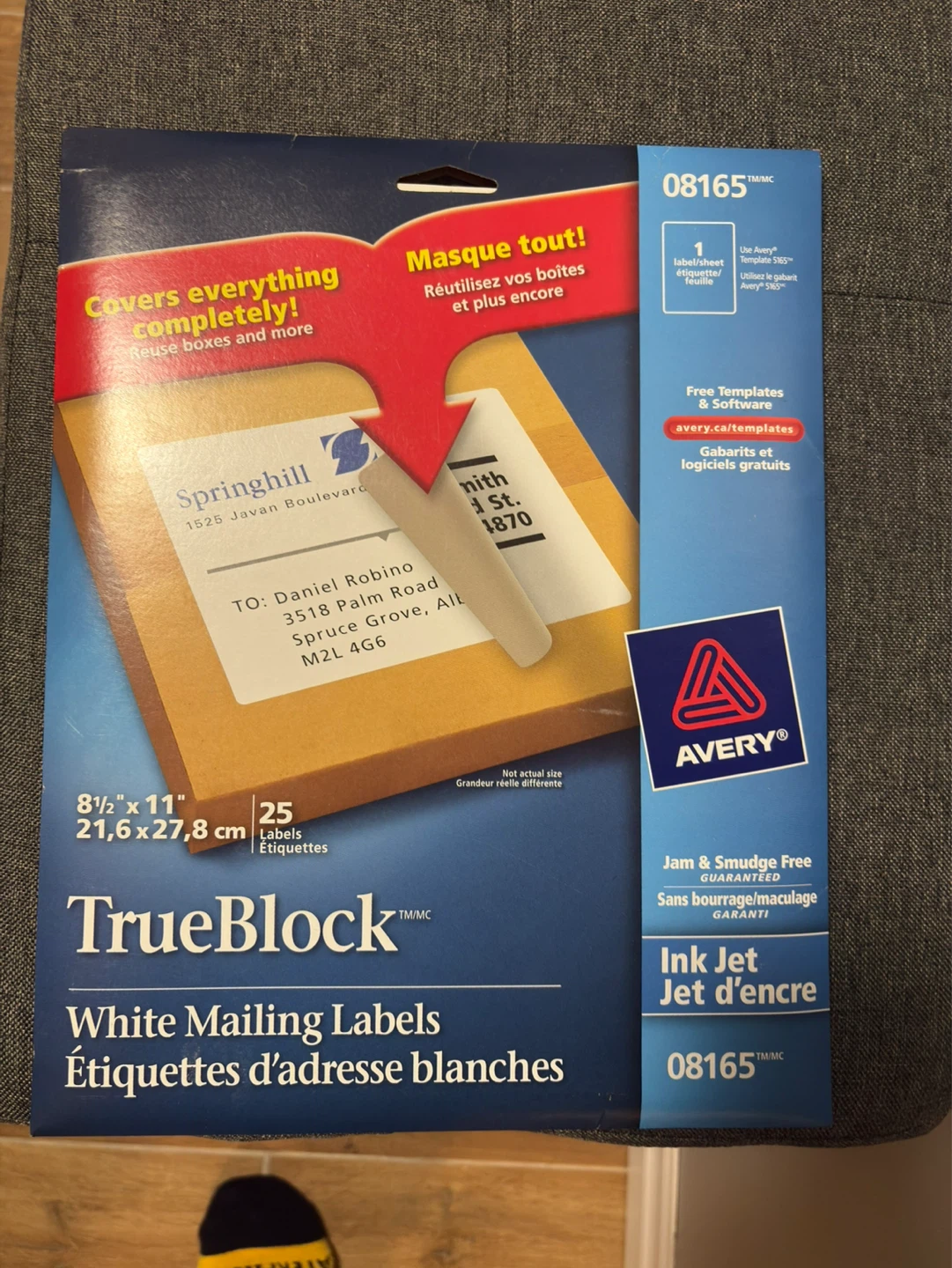 Avery TrueBlock White Mailing Labels 8 1/2" x 11" 25 Pack