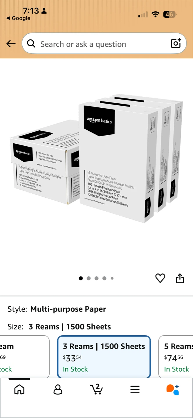 Amazon Basics Multipurpose Copy Paper, 3 Reams - photo 3