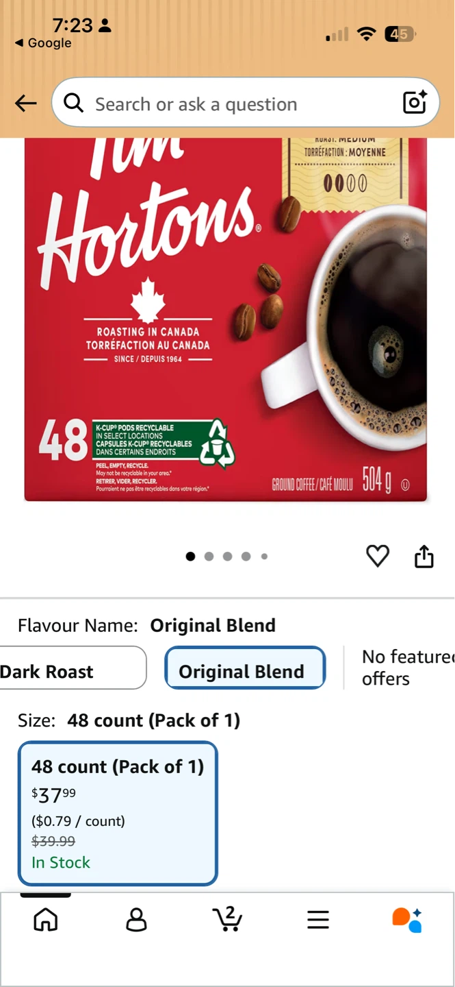 Tim Hortons Original Blend Fine Grind Coffee K-Cups, 48 Count - photo 3