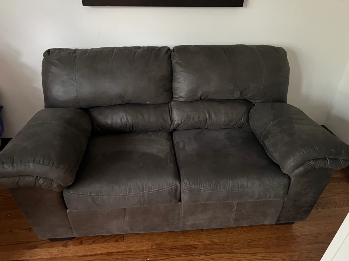 Gray Faux Leather Loveseat