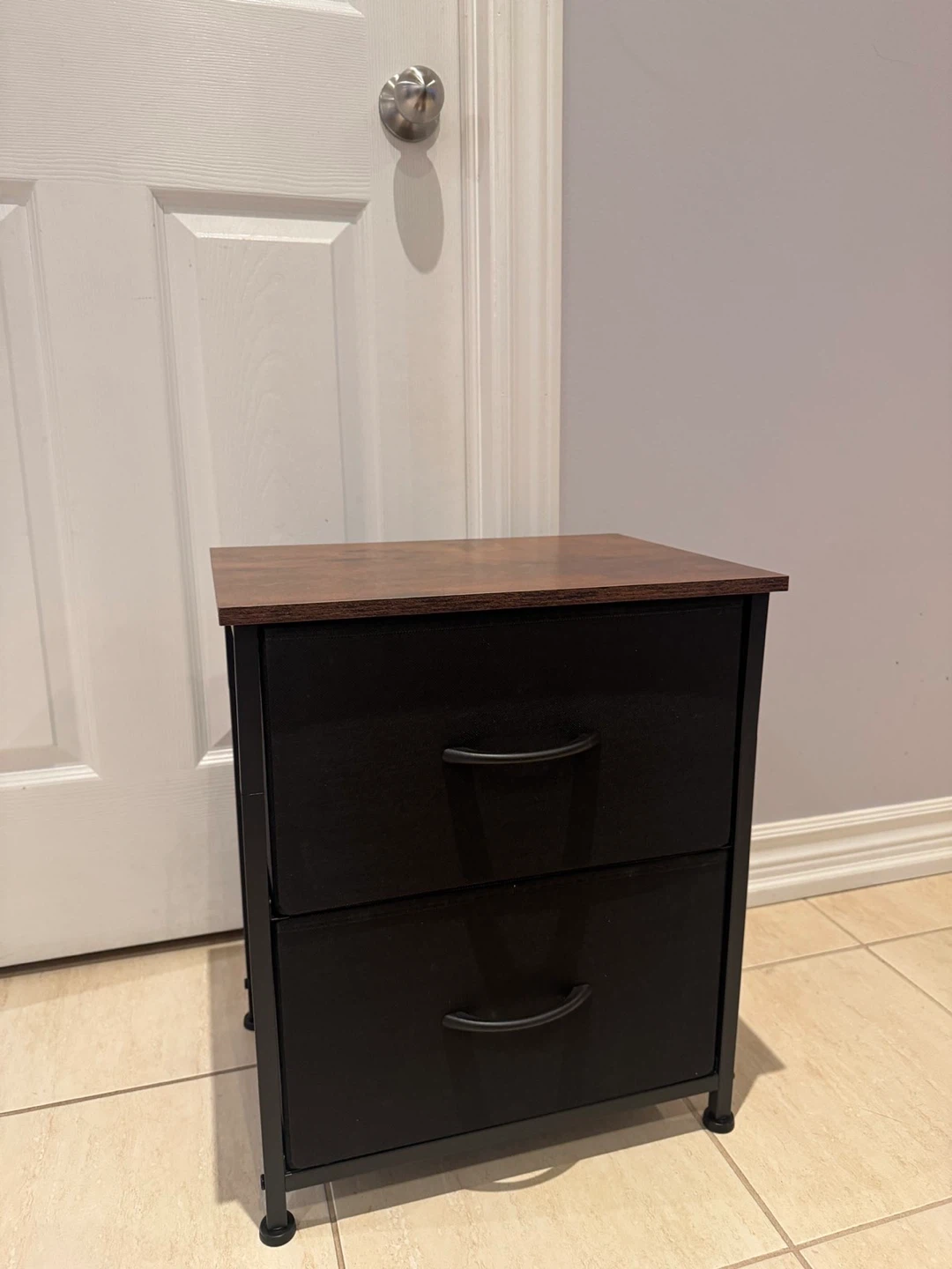2-Drawer Fabric Storage Unit with Wood Top