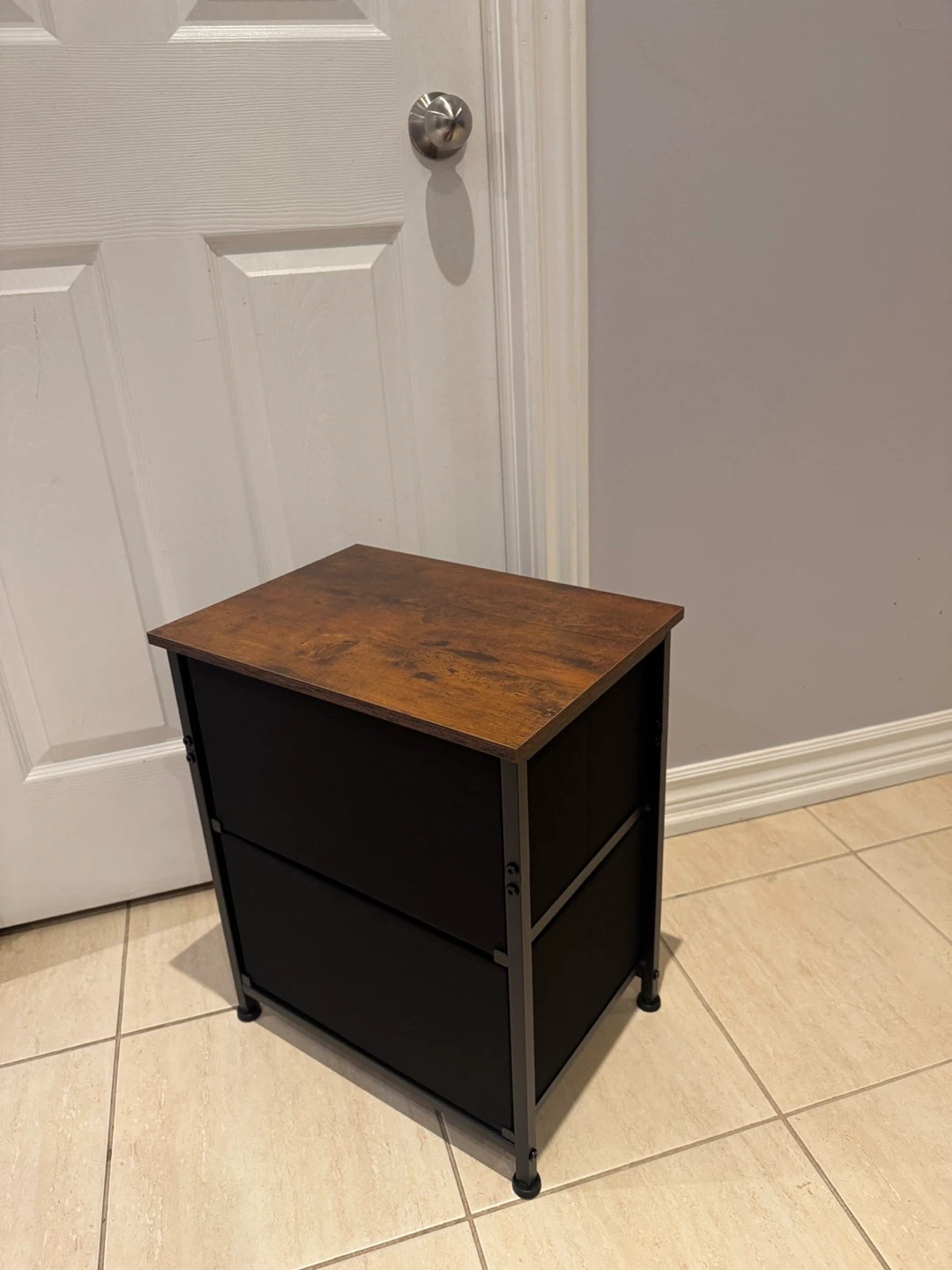 2-Drawer Fabric Storage Unit with Wood Top - photo 3