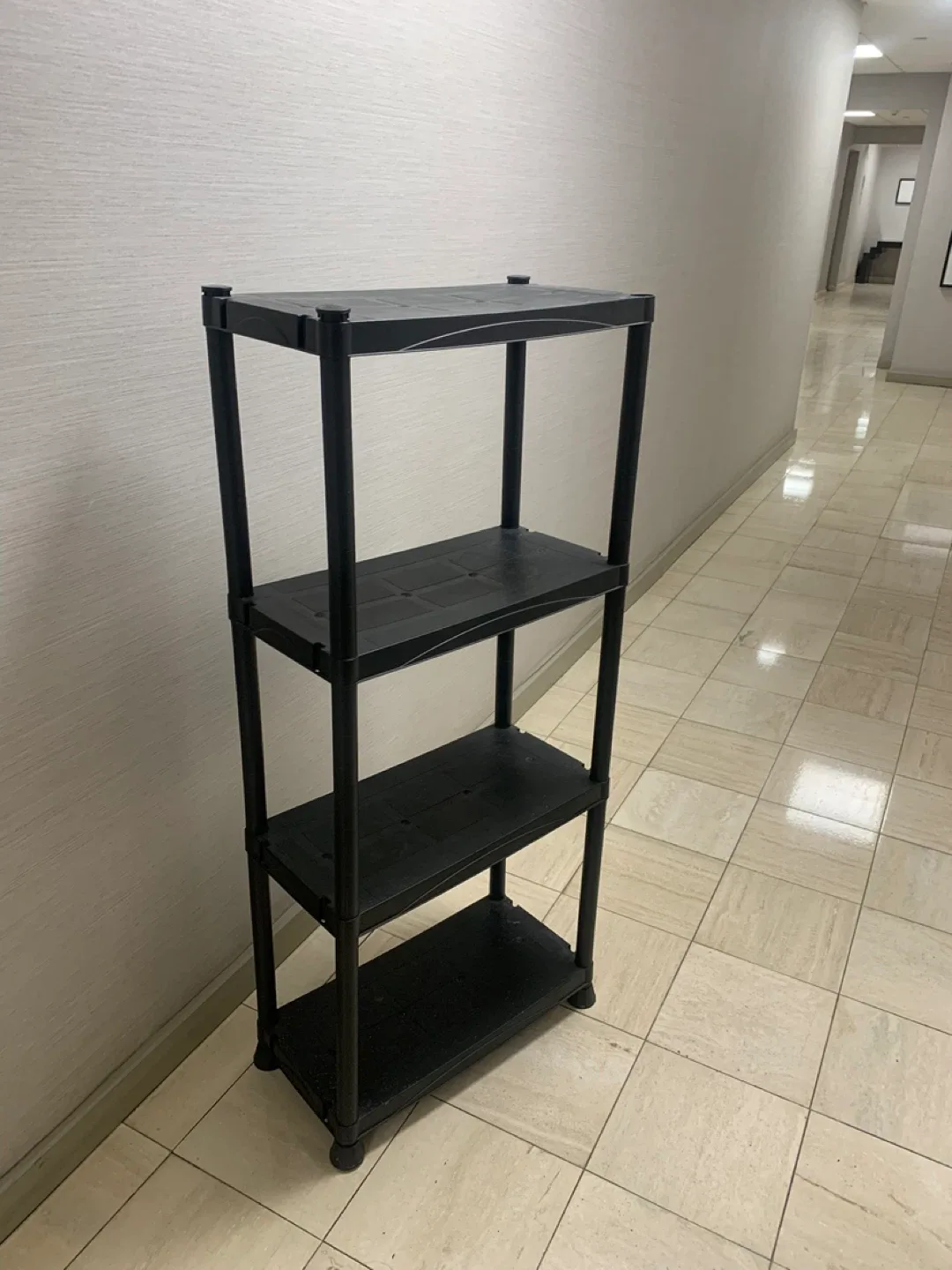 4-Tier Black Plastic Shelving Unit