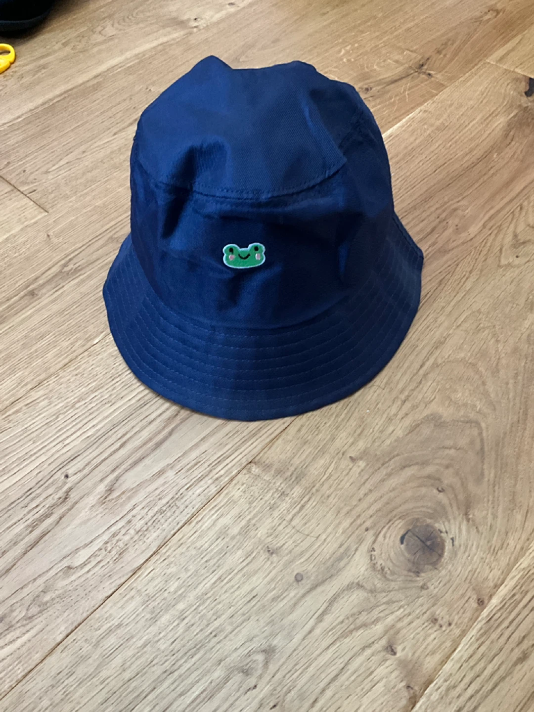 Navy Blue Bucket Hat with Frog Patch