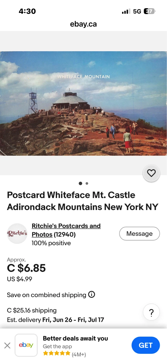 Whiteface Mt. Castle Postcard Adirondack Mountains New York NY - photo 4