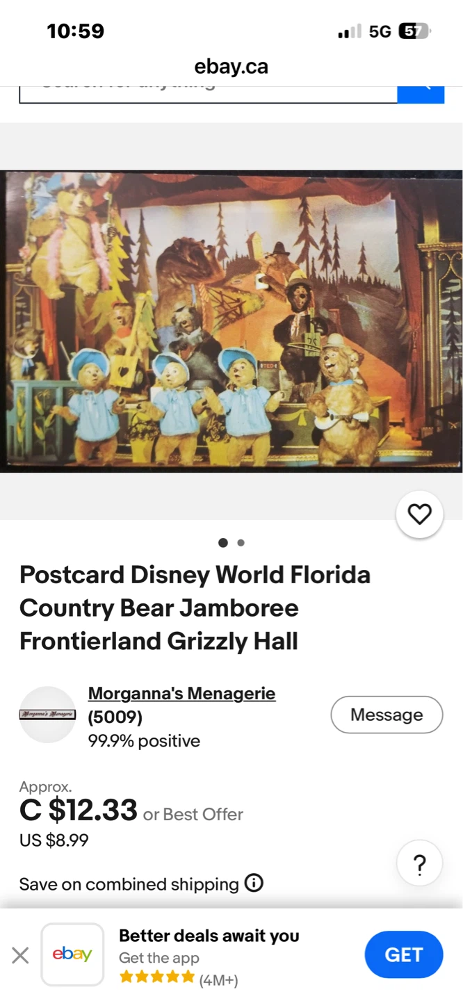 Disneyland Country Bear Jamboree Postcard - photo 3