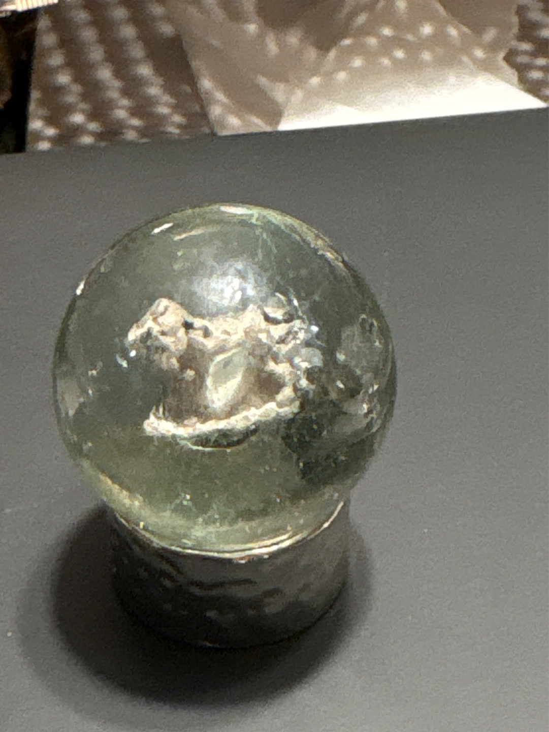 Sulphide marble with lion Animal Figurine