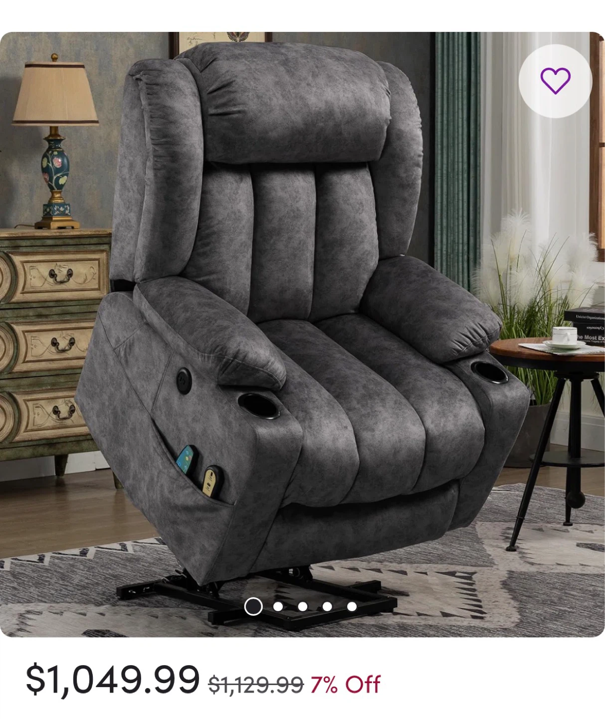 Grey Power Lift Recliner and Massage Chair suitable for elderly - photo 3