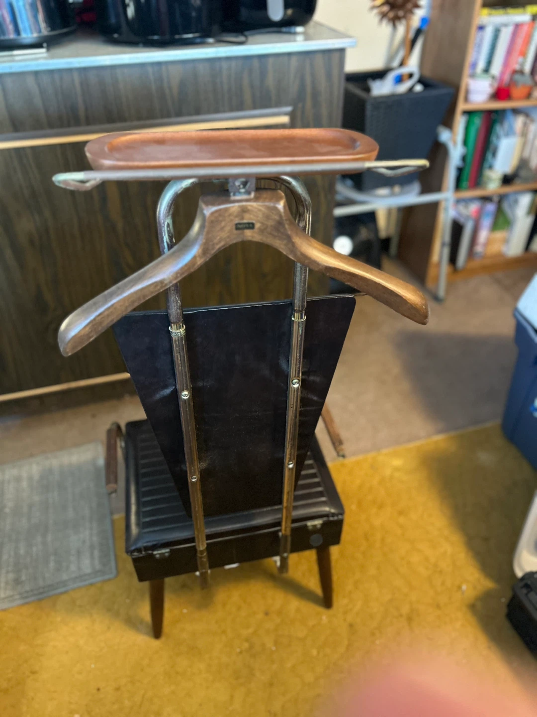 Vintage Valet Chair with Wood Tray and Hanger