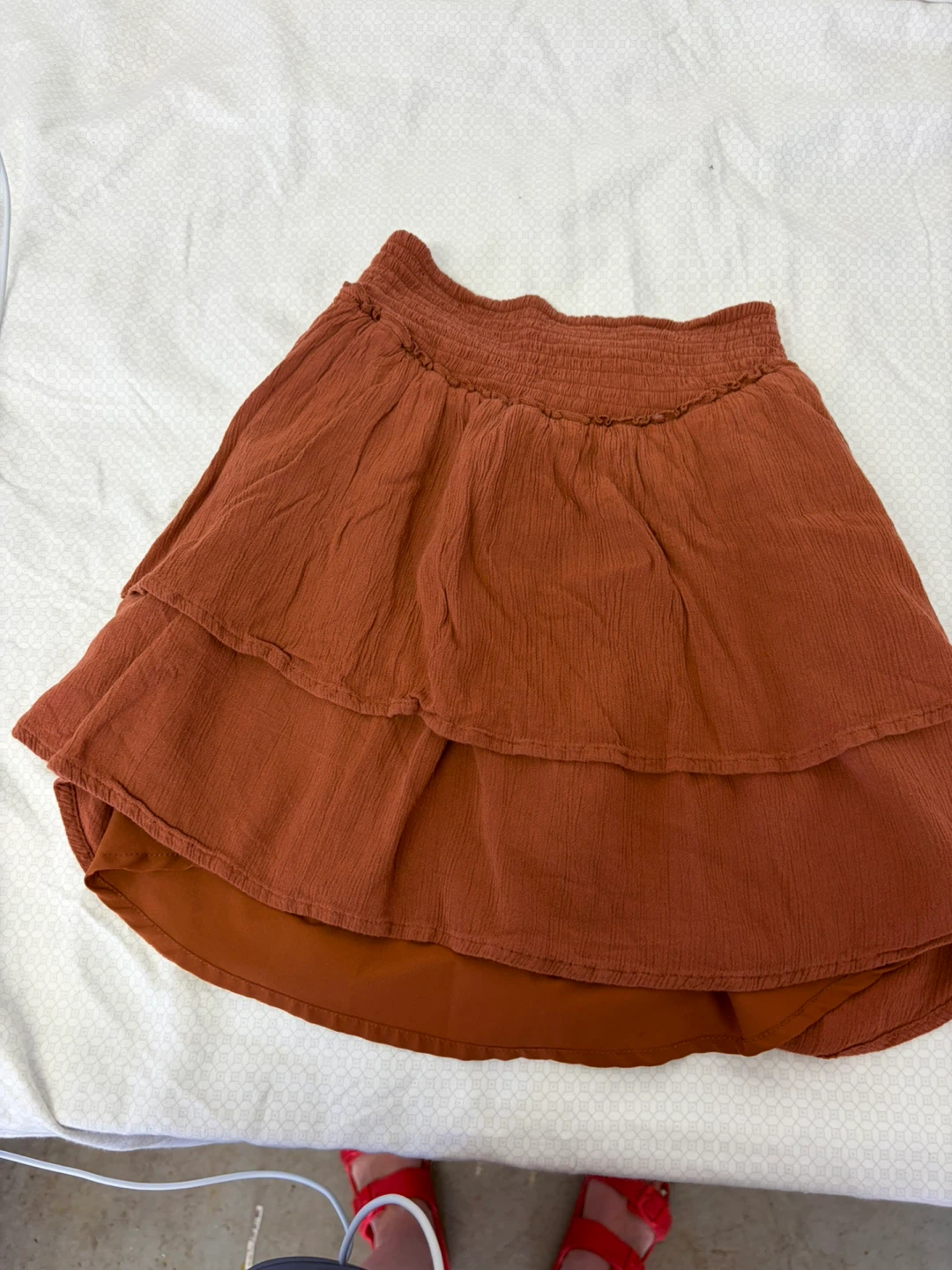 Hollister Ruffled Tiered Skirt - Terra Cotta - XS