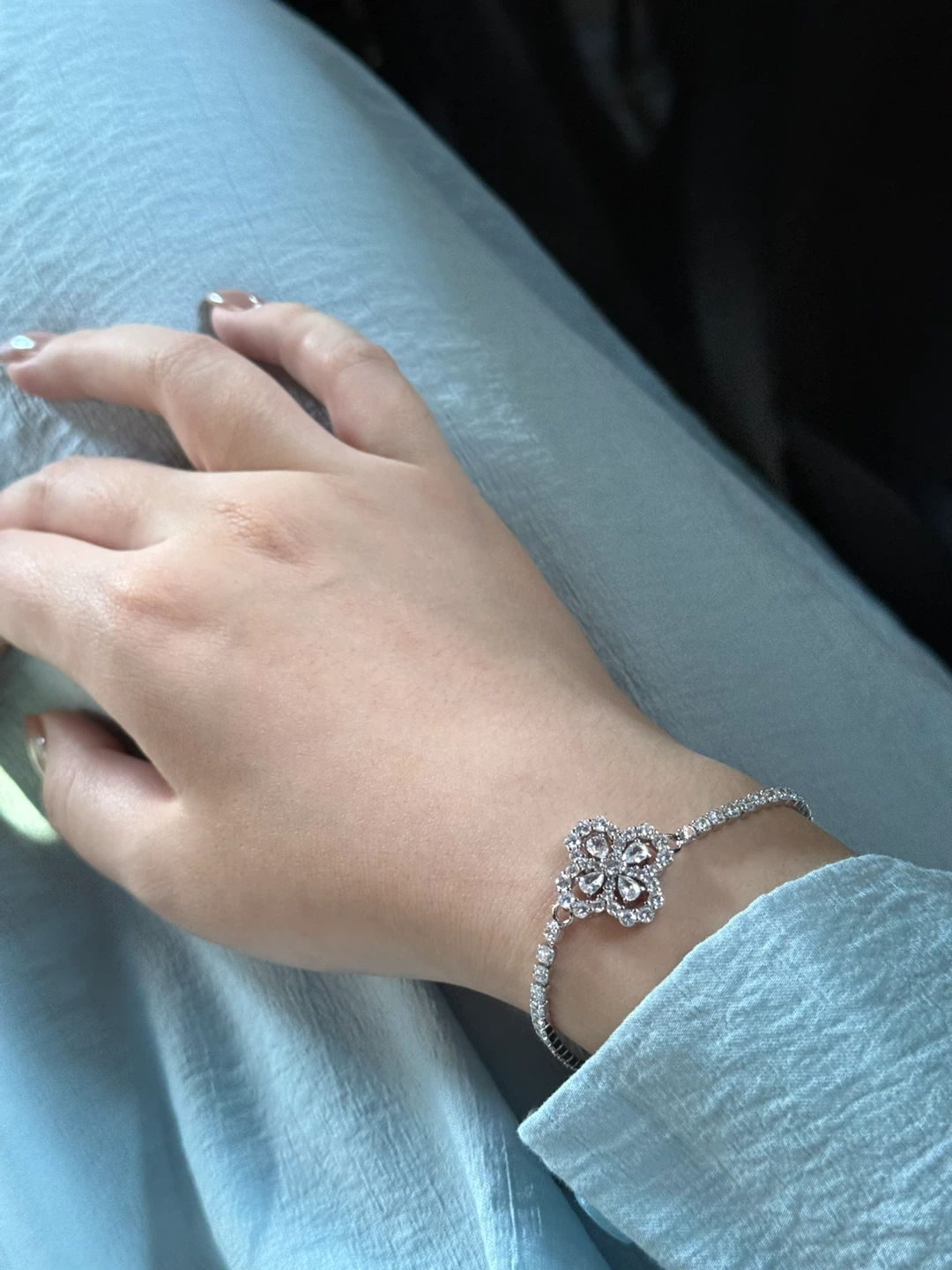 Silver Tone Crystal Tennis Bracelet
