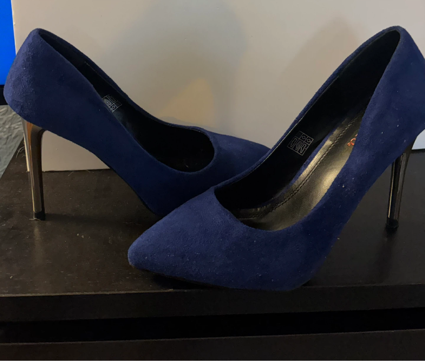 Blue Suede Stiletto Heels