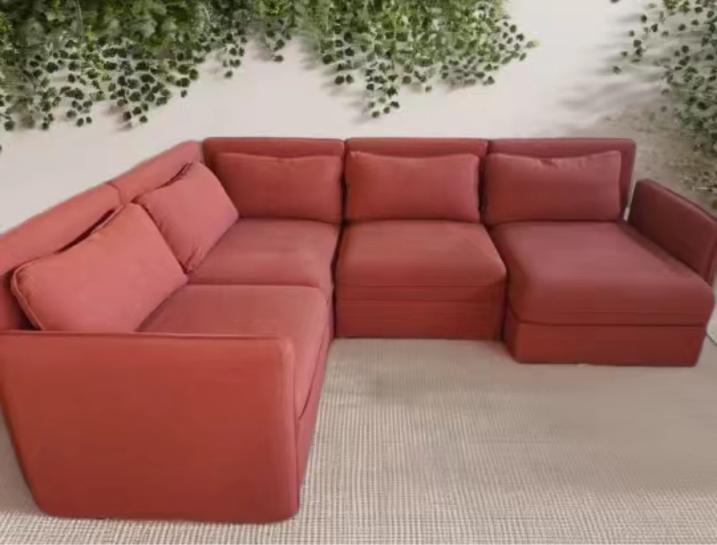Sectional Couch - Coral/Red