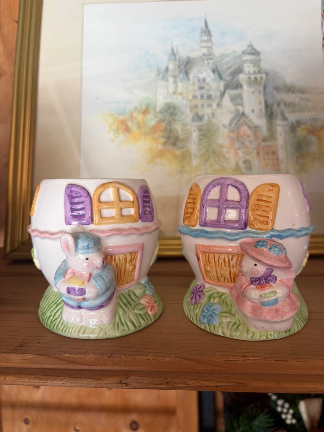 Set of 2 Easter Egg House Candy Holders