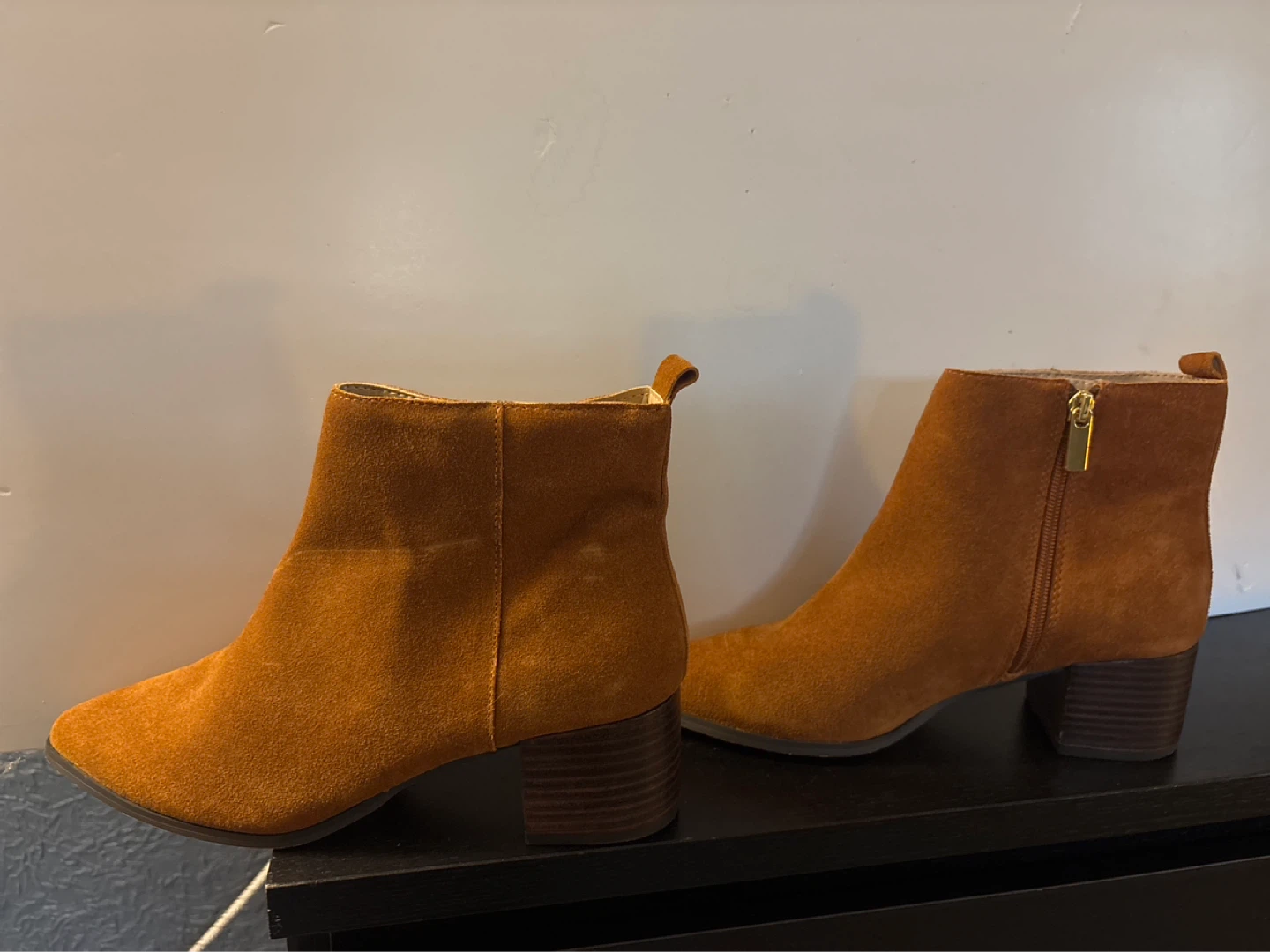 Brown Suede Ankle Boots with Side Zip