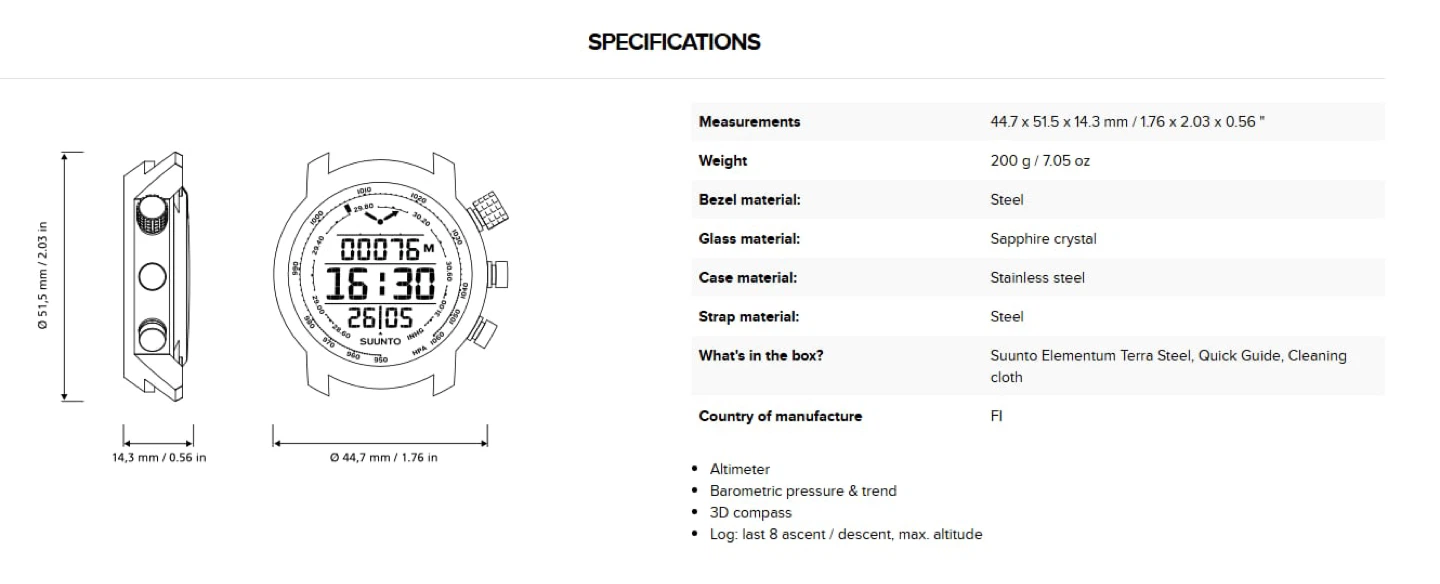Brand New Suunto Elementum Terra Steel Premium Watch - photo 4