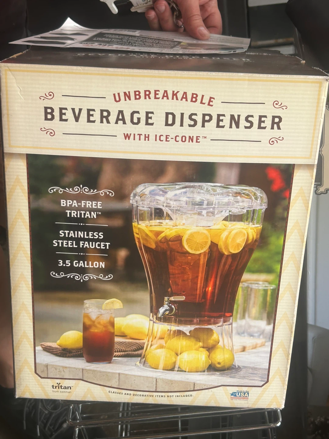 Unbreakable Beverage Dispenser with Ice-Cone, 3.5 Gallon