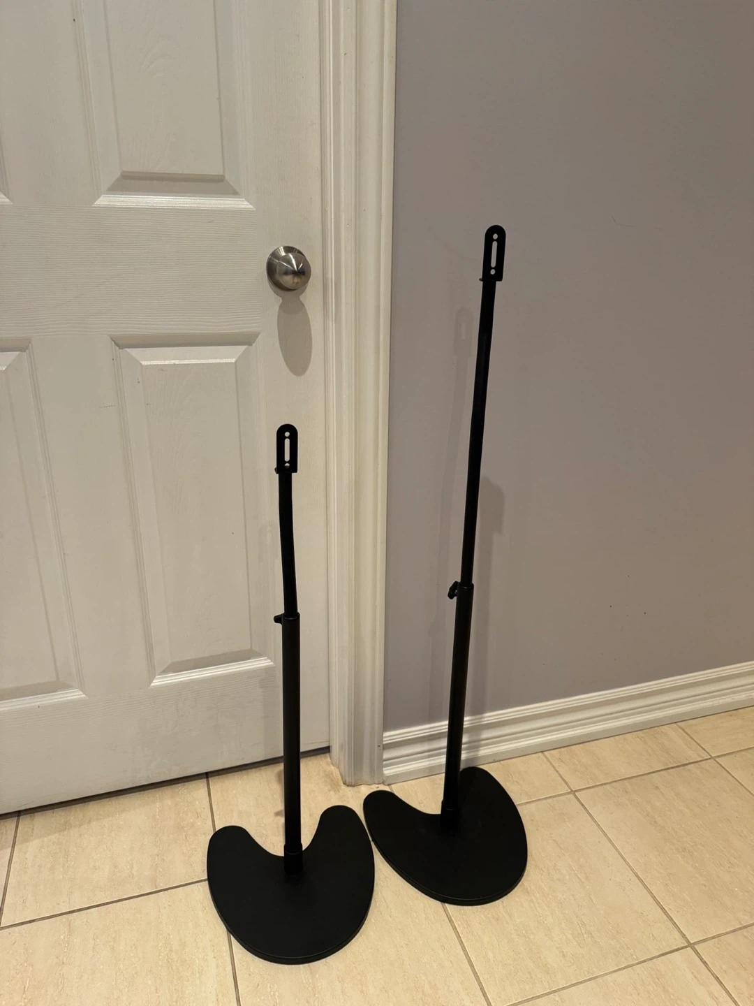 Pair of Black Adjustable Speaker Stands