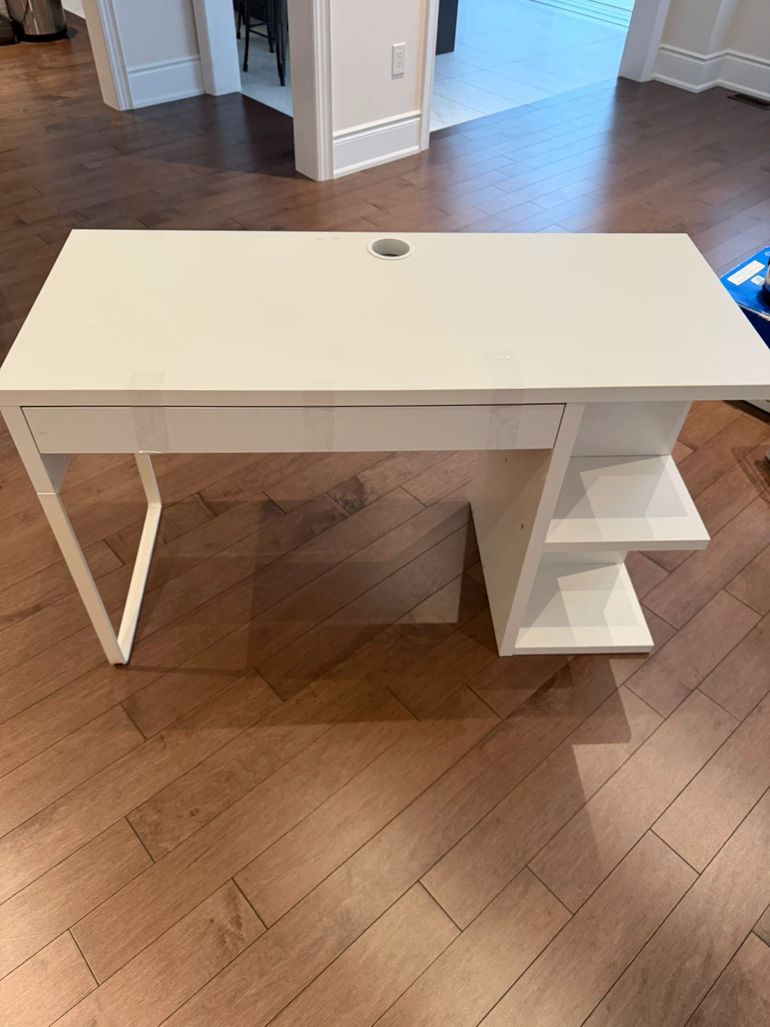 White Desk with Drawer and Shelves - photo 2