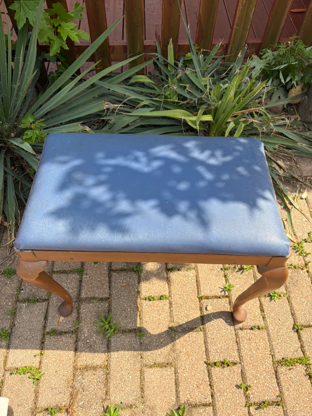 Blue Upholstered Ottoman Stool