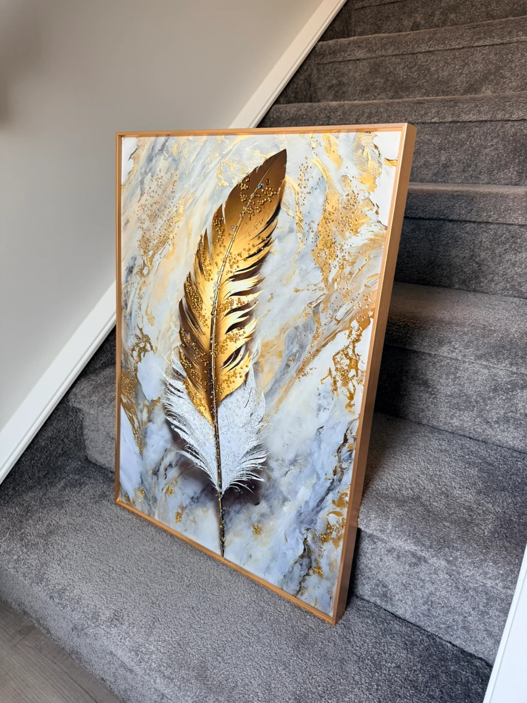 Brand New Gold Feather Golden framed Wall Artwork - photo 2