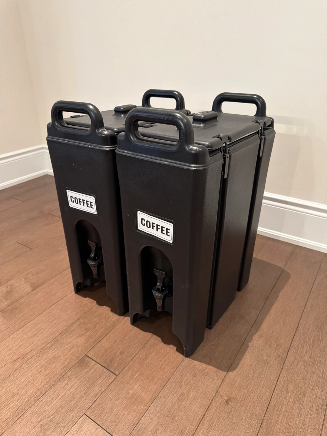 Set of 2 Black Coffee Dispensers with Spigots
