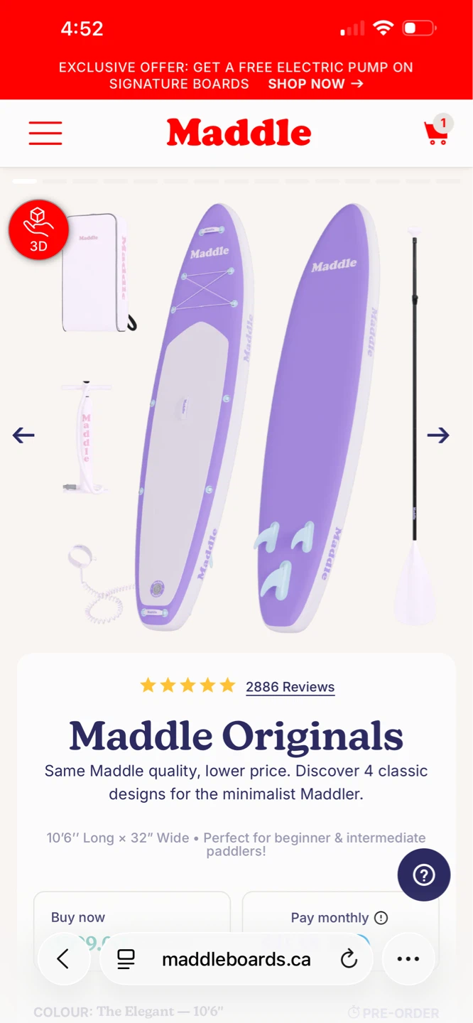 Maddle Originals Stand-Up Paddleboard 10'6" x 32" Wide