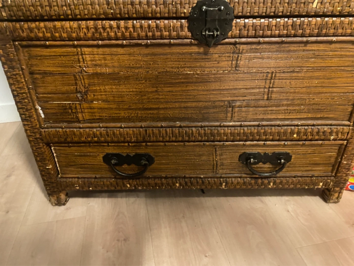 Woven Trunk with Drawers