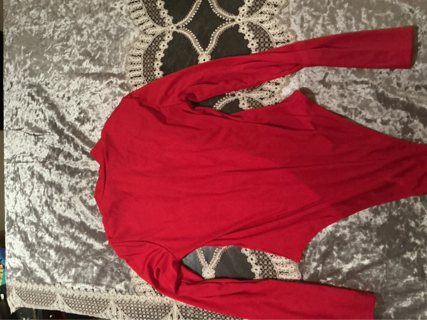 Red long sleeve zip-up shirt - photo 2