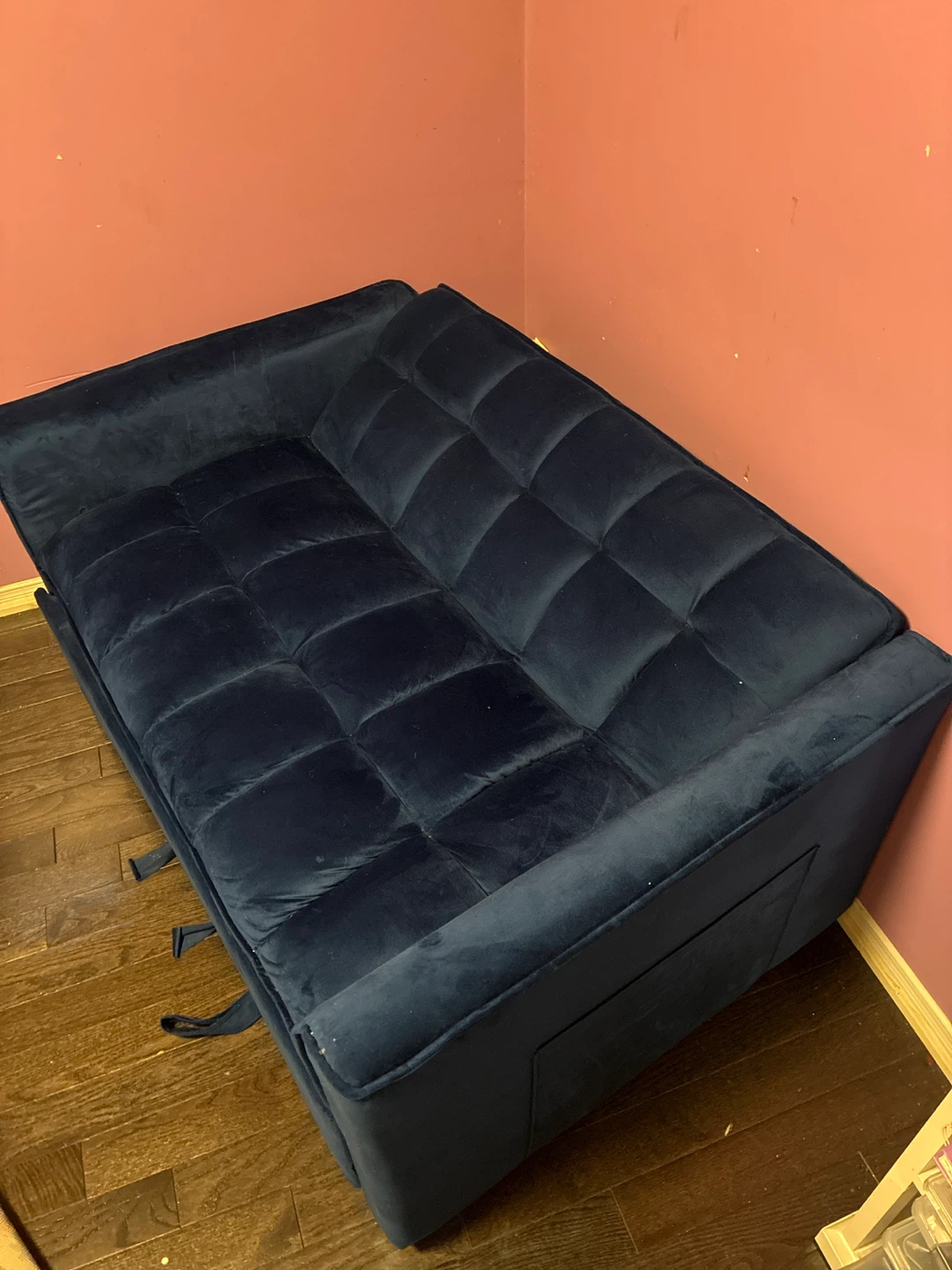Navy Blue Velvet Convertible Sofa Bed - photo 4