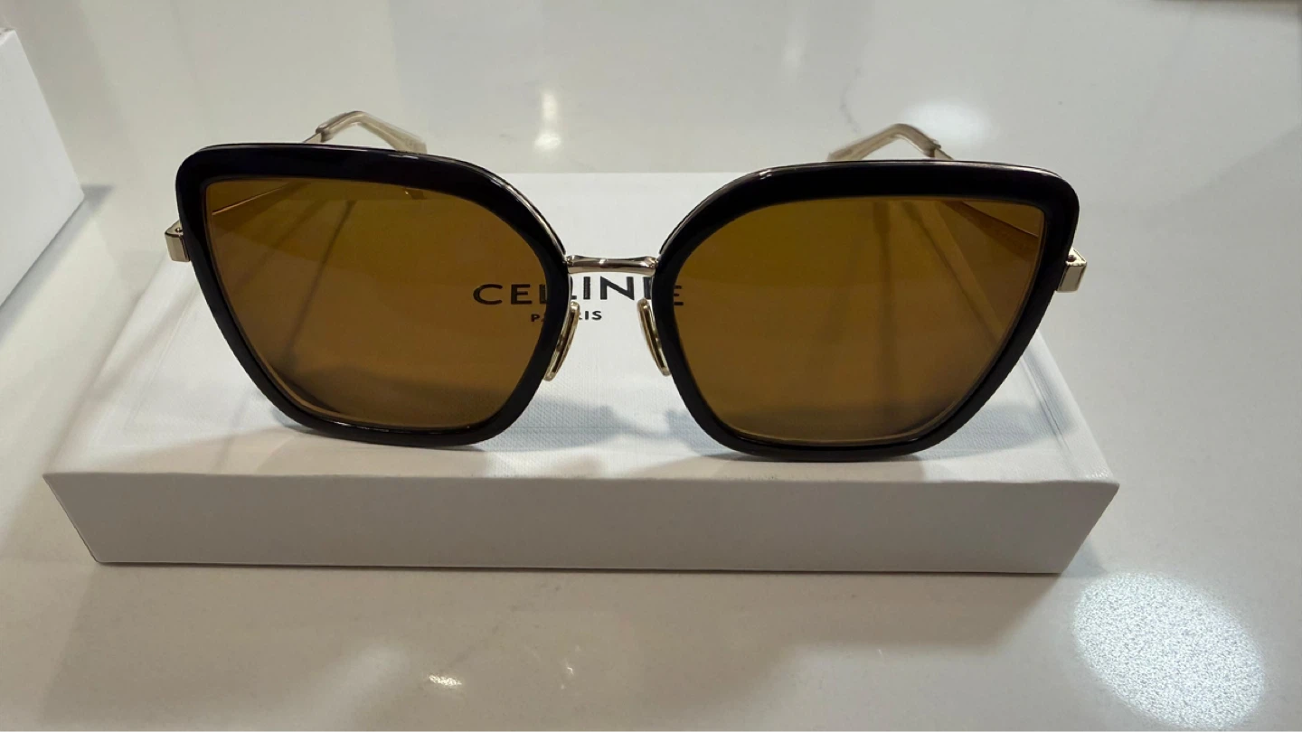 CELINE Paris Black Acetate Cat-Eye Sunglasses with Brown Lenses - photo 2