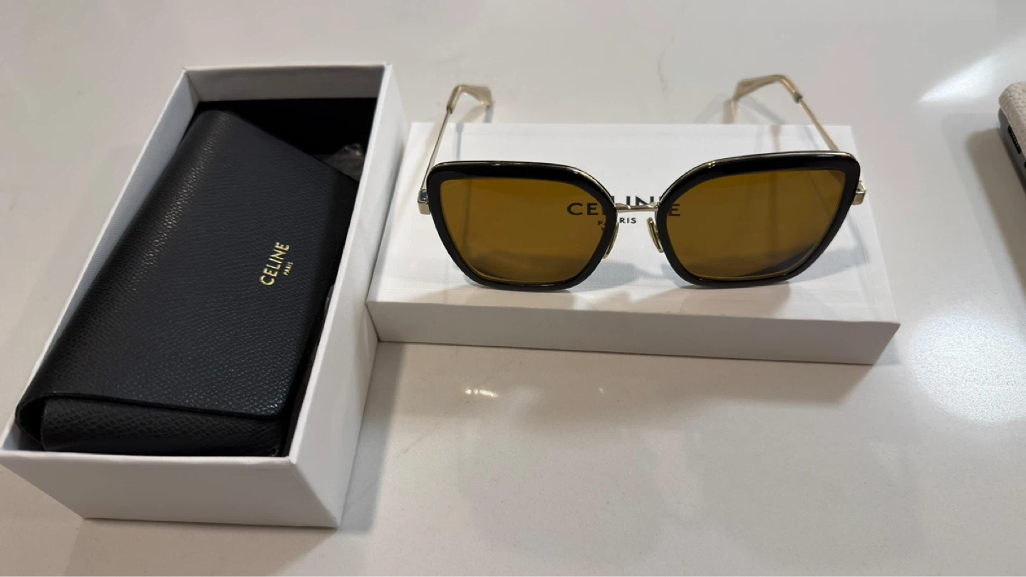 CELINE Paris Black Acetate Cat-Eye Sunglasses with Brown Lenses - photo 3