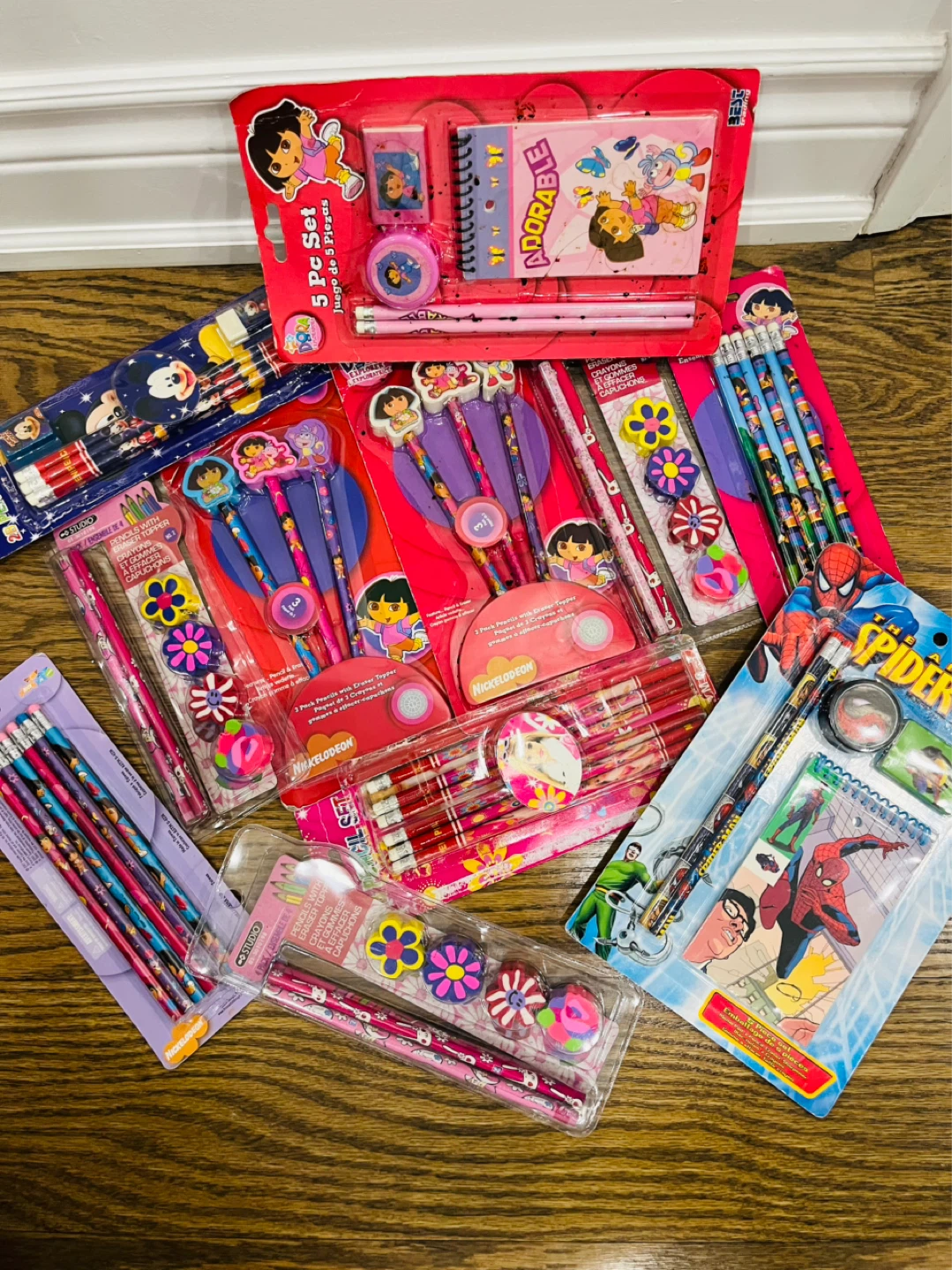 Kids Pencils Erasers (Dora, Spiderman, Mickey Mouse)