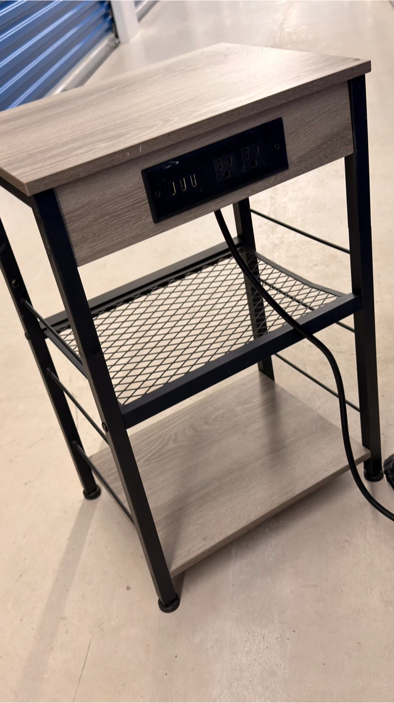 3-Tier Side Table with Built-in Power Strip and USB Ports - photo 5