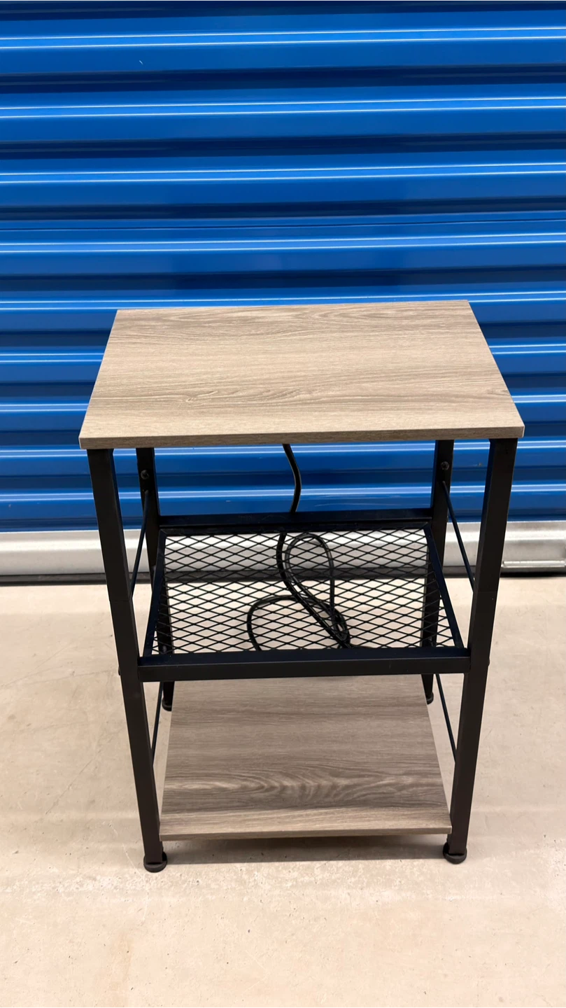 3-Tier Side Table with Built-in Power Strip and USB Ports