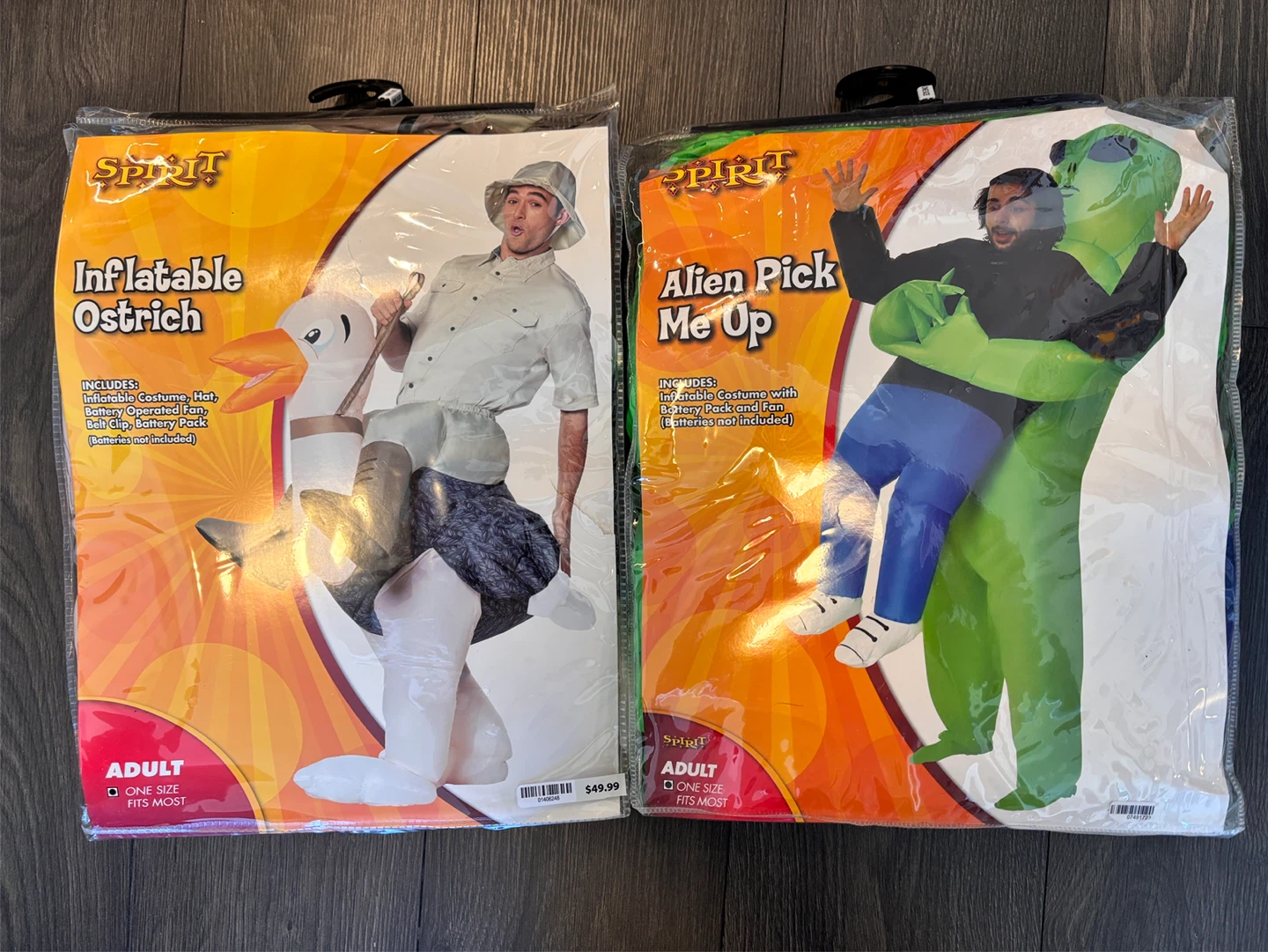 Spirit Halloween Inflatable Aliens & Ostrich costumes