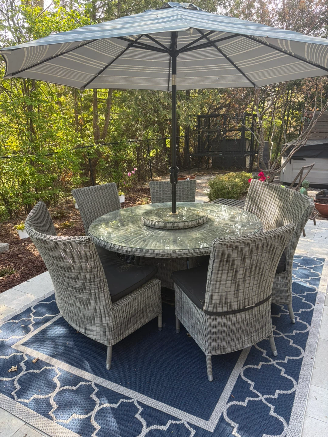 Wicker Patio Dining Set with Umbrella - photo 5