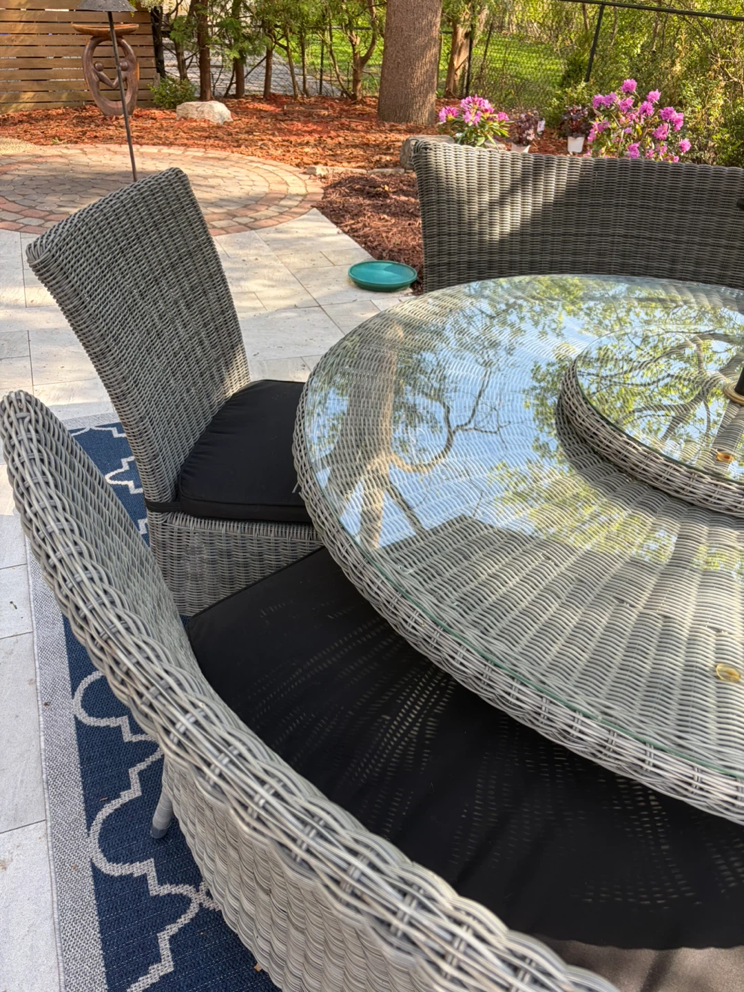 Wicker Patio Dining Set with Umbrella - photo 3