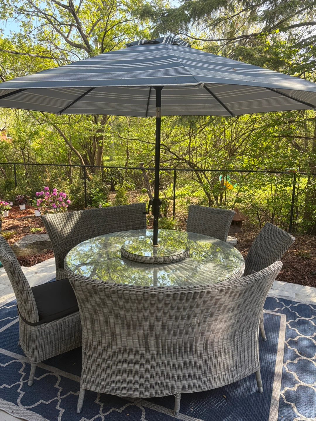 Wicker Patio Dining Set with Umbrella - photo 2